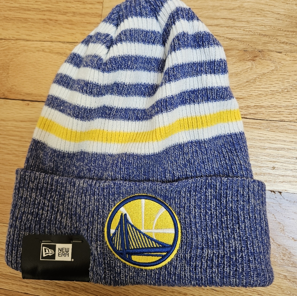 Golden State Warriors Stripped Blue Folded Beanie New With Tags